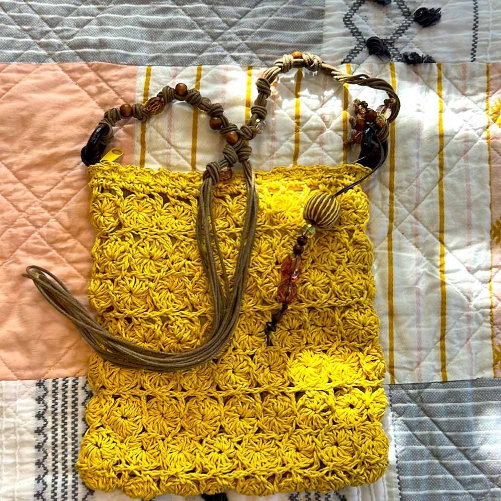 VINTAGE STRAW DIED BAG